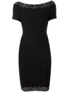 Hervé Léger Short Sleeved Fitted Dress - Black