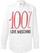 Love Moschino Logo Print Shirt, Men's, Size: Small, White, Cotton/spandex/elastane