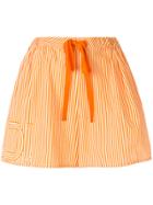 Fendi Drawstring-waist Striped Shorts - Yellow & Orange