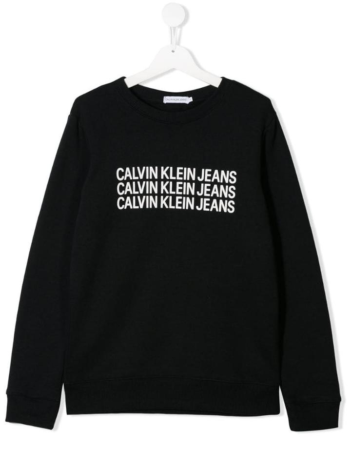 Calvin Klein Kids Teen Logo Print Sweatshirt - Blue