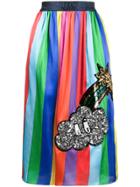 Mira Mikati Striped Midi Skirt With Sequin Patch - Unavailable