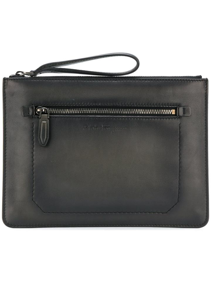 Salvatore Ferragamo Logo Embossed Clutch Bag - Grey