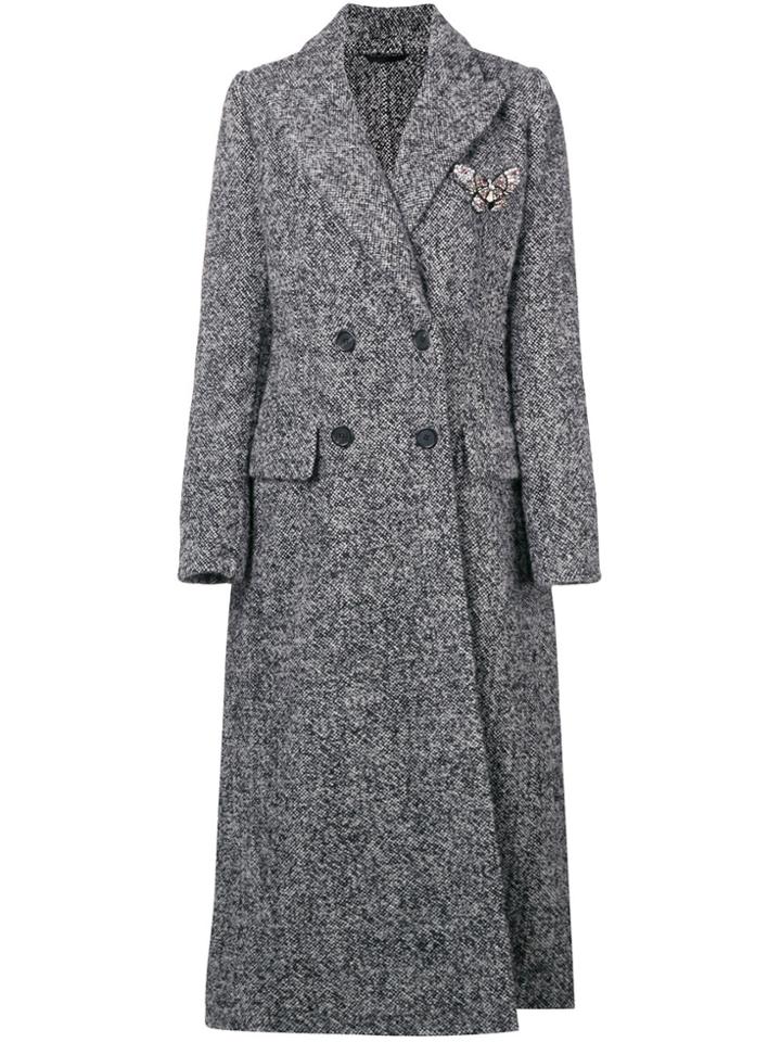 Ermanno Scervino Double Breasted Tweed Coat - Grey