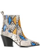 Aeyde Kate Snakeskin Print Boots - Neutrals