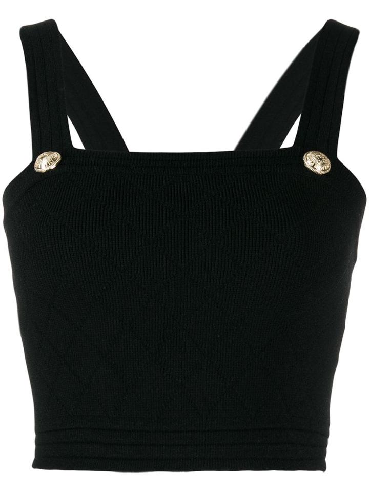 Balmain Knit Crop Top - Black