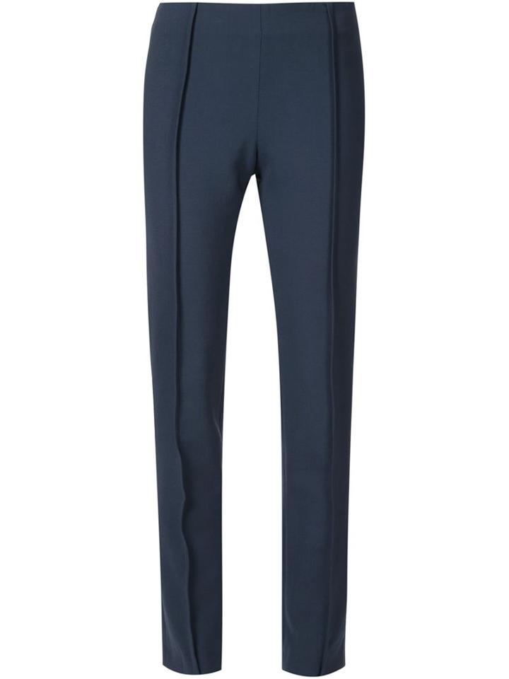 Carolina Herrera Straight Leg Trousers, Women's, Size: 12, Blue, Nylon/polyester/spandex/elastane/virgin Wool