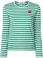 Comme Des Garçons Play Striped Long Sleeve T-shirt, Women's, Size: Large, Green, Cotton