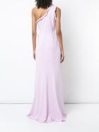 Jay Godfrey One Shoulder Waterfall Dress - Pink & Purple