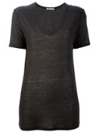 T By Alexander Wang Scoop Neck T-shirt, Women's, Size: Xs, Brown, Silk/rayon