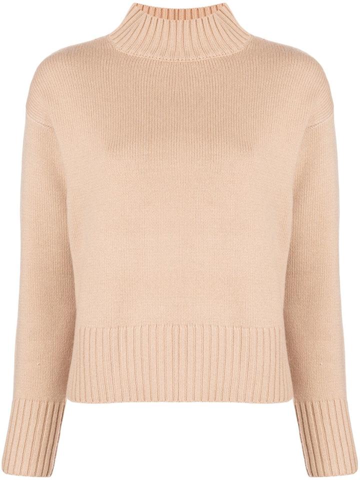 Yves Salomon Fur Elbow Patch Sweater - Brown