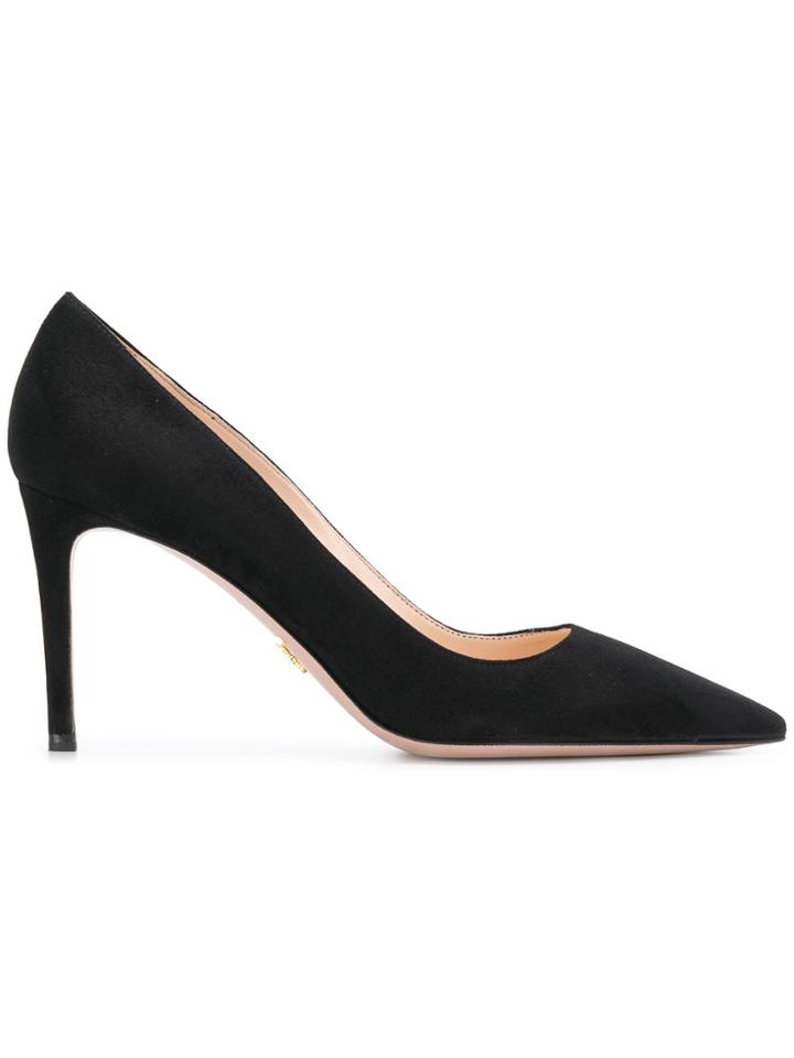Prada Suede Pointed Pumps - Black