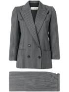 Christian Dior Vintage Haute Couture Pinstriped Skirt Suit - Grey