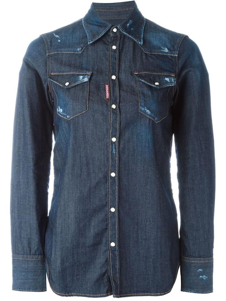 Dsquared2 Denim Shirt, Women's, Size: 42, Blue, Cotton/spandex/elastane