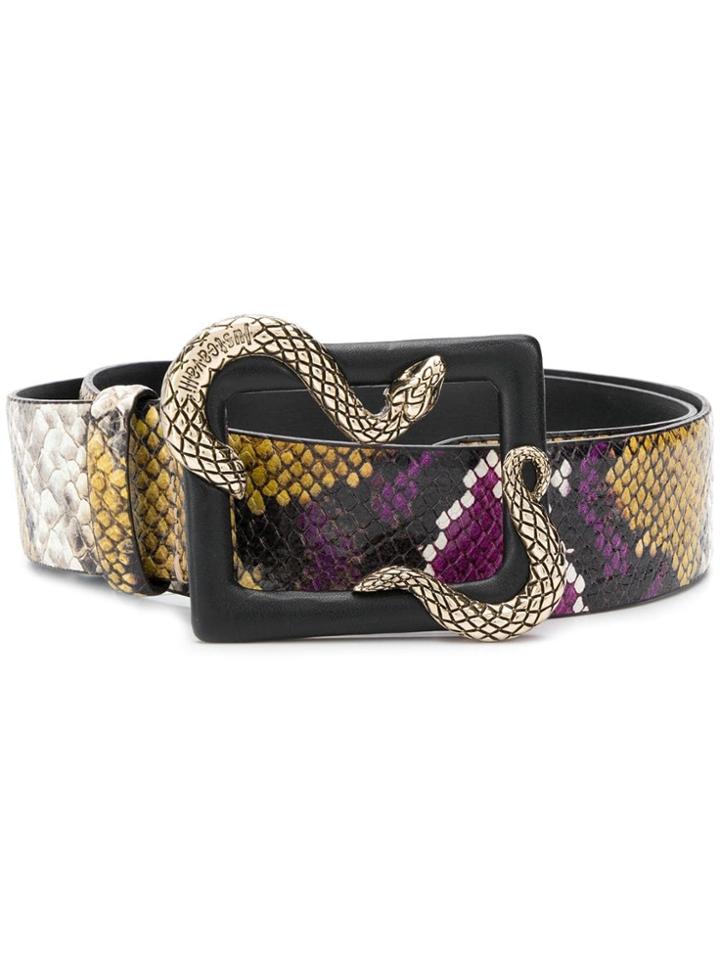 Just Cavalli Serpent Buckle Scale Print Belt - Purple