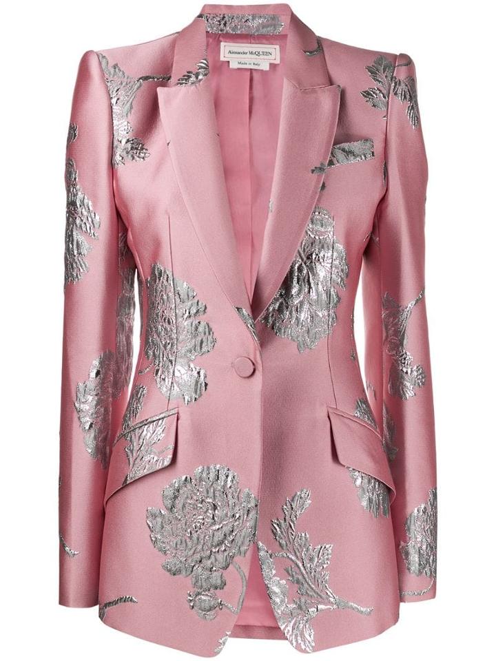 Alexander Mcqueen Floral Brocade Blazer - Pink