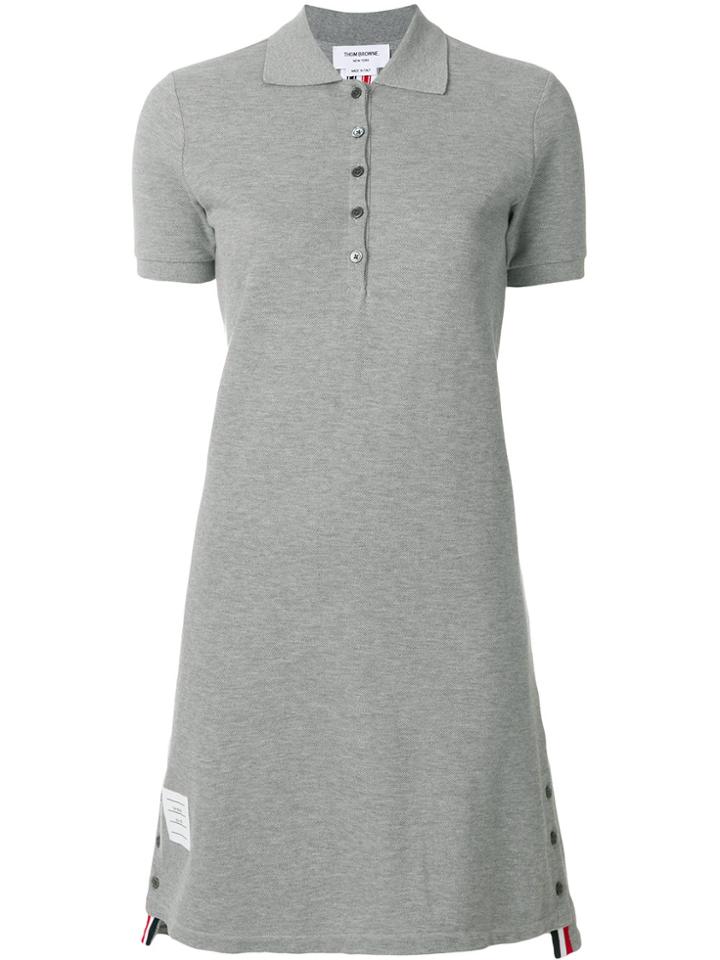 Thom Browne Striped Cotton Pique Polo Dress - Grey
