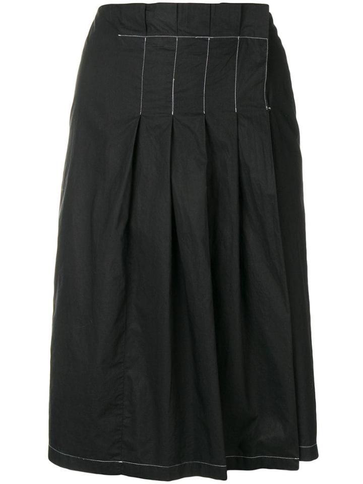 Prada Vintage Pleated Midi Skirt - Black