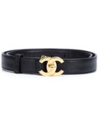 Chanel Vintage Cc Turnlock Belt, Women's, Black