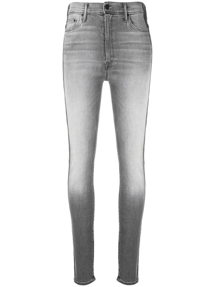 Mother Stripe Panel Skinny Jeans - Grey