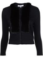 Carolina Herrera Fur Collar Cardigan, Women's, Size: Medium, Black, Mink Fur/virgin Wool