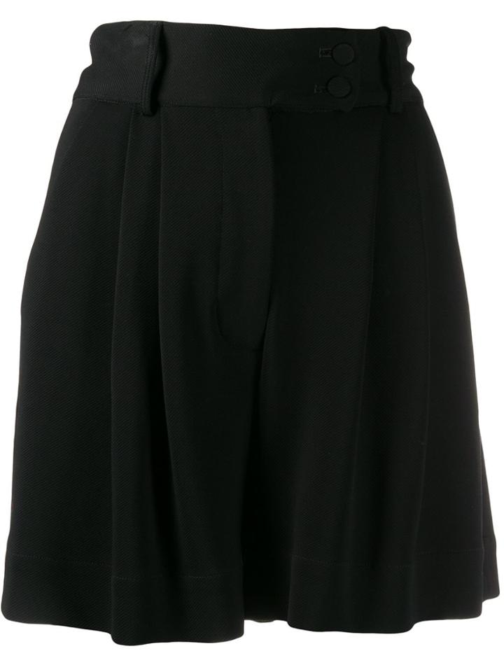 Styland Flared Pleated Shorts - Black
