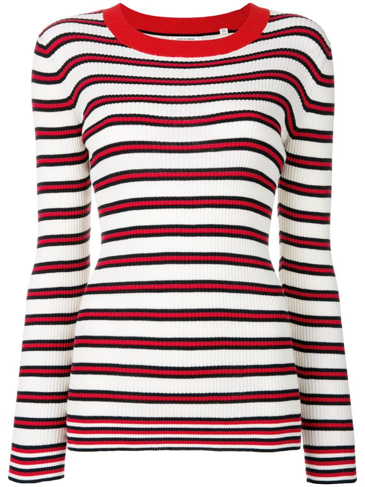 Chinti & Parker Striped Ribbed Jumper - Nude & Neutrals