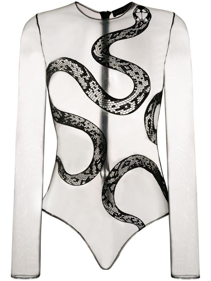 David Koma Crochet Snake Sheer Body - Black