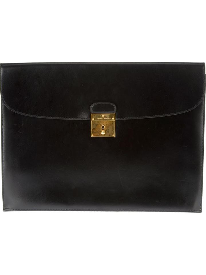 Hermès Vintage Leather Clutch, Women's, Black