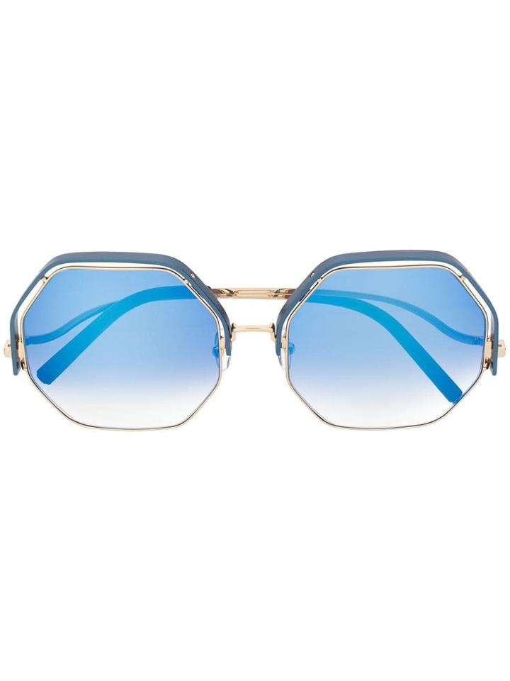 Linda Farrow Gallery Geometric Oversized Sunglasses - Blue