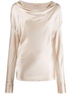 Gold Hawk Draped Long Sleeved Top - Neutrals
