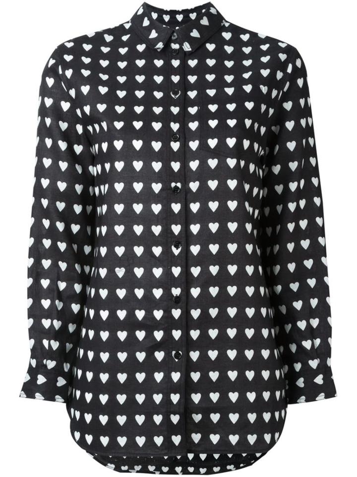 Burberry Heart Print Shirt, Women's, Size: Xs, Black, Linen/flax