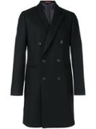 Ps By Paul Smith Double Breasted Coat, Men's, Size: Small, Black, Nylon/viscose/cashmere/wool