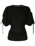Stella Mccartney Gathered-sleeve Knitted Top - Black