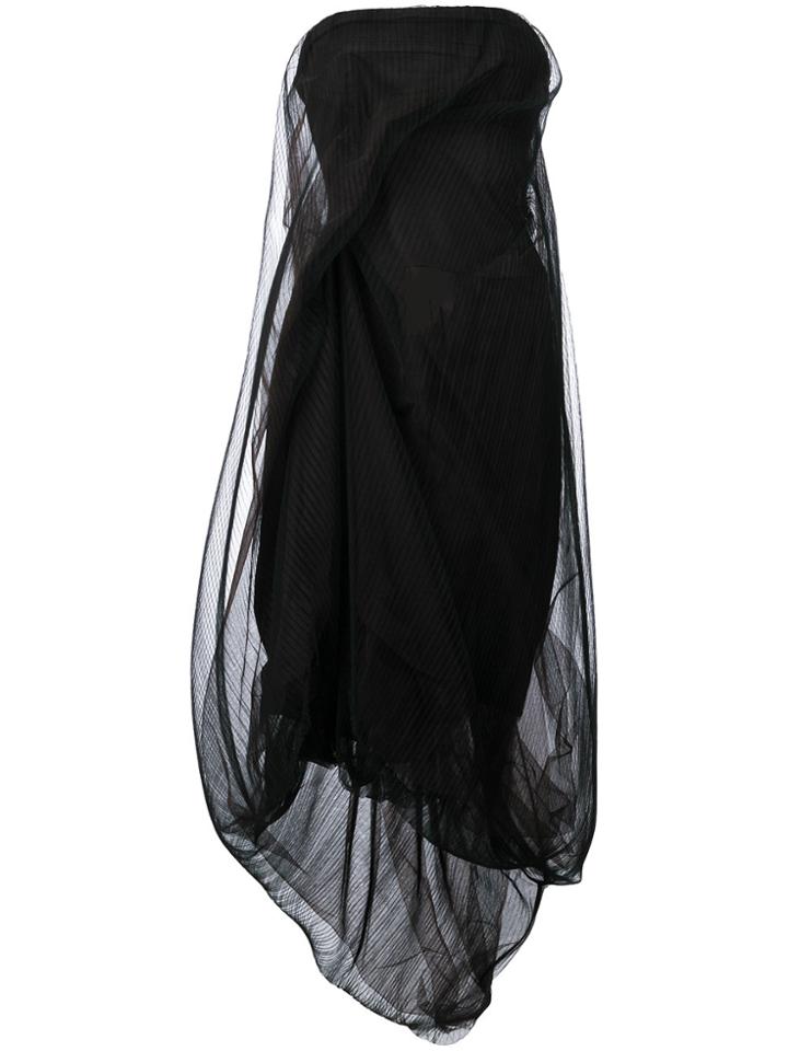 Rick Owens Strapless Tulle Dress - Black