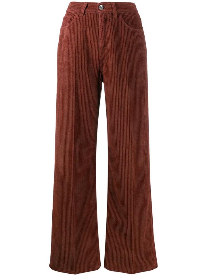 Haikure Corduroy Wide Leg Trousers - Brown