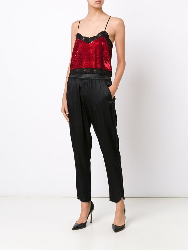 Ashish Sequinned Lace Camisole Top, Women's, Size: Xs, Red, Silk/sequin