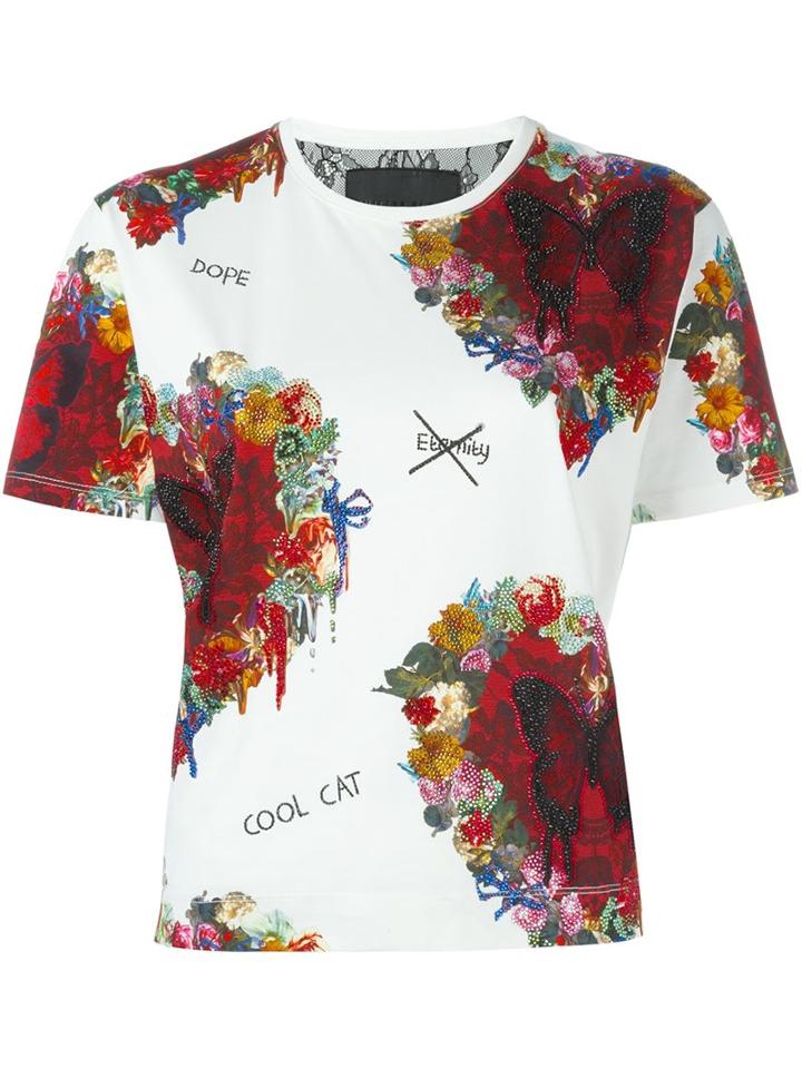 Philipp Plein 'attributes' T-shirt, Women's, Size: Medium, White, Cotton/polyester