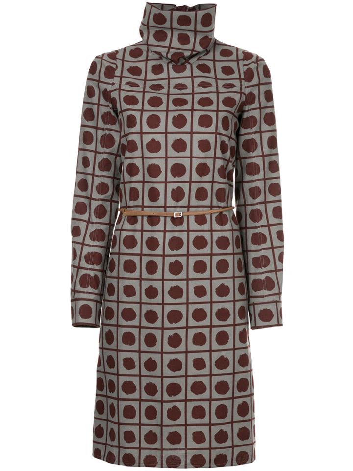 Marni Patterned Turtleneck Dress - Grey