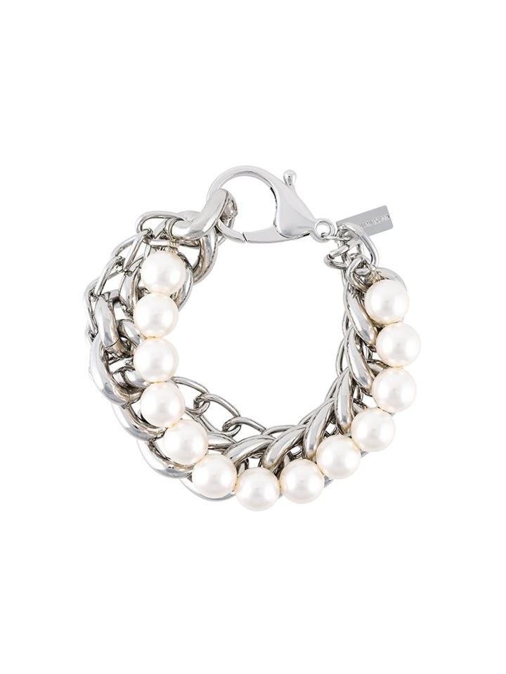 Moschino Chain And Pearl Bracelet, Women's, Metallic