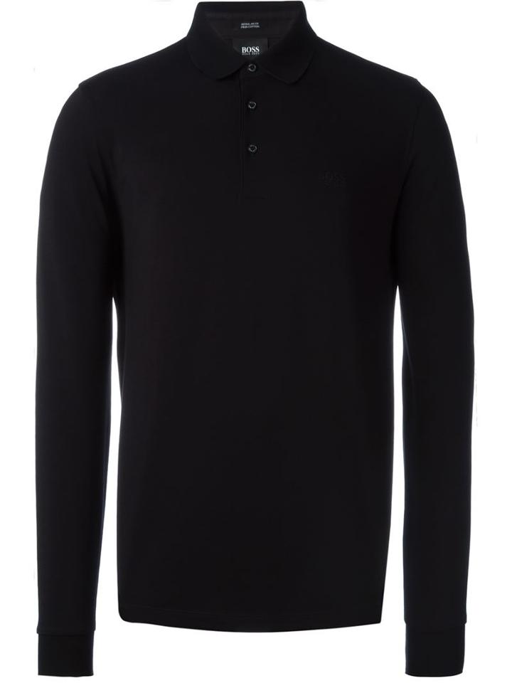 Boss Hugo Boss Long Sleeve Polo Shirt, Men's, Size: Xxxl, Black, Cotton