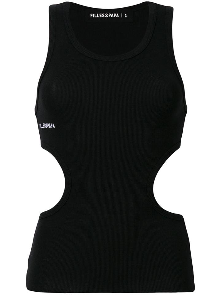 Filles A Papa Sleeveless Ribbed T-shirt - Black