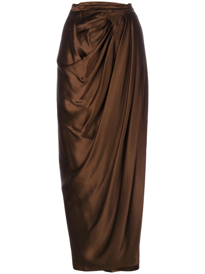 Yves Saint Laurent Vintage Draped Skirt - Brown