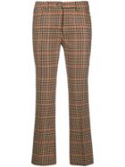 Pt01 Cropped Checked Trousers - Brown