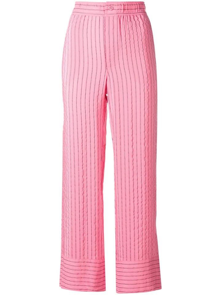 Ganni Striped Cropped Trousers - Pink & Purple