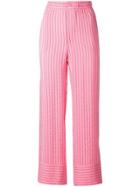 Ganni Striped Cropped Trousers - Pink & Purple
