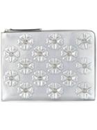 Fendi Floral Appliqué Clutch - Metallic