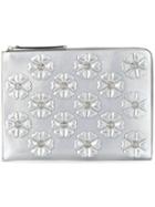 Fendi Floral Appliqué Clutch - Metallic