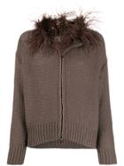 Fabiana Filippi Feather Trim Cardigan - Brown