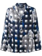 Issey Miyake Men - Bleached Effect Patterned Blazer - Men - Linen/flax/modal - 4, Blue, Linen/flax/modal