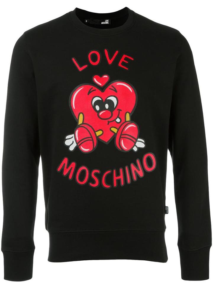 Love Moschino Heart Logo Print Sweatshirt, Men's, Size: Large, Black, Cotton